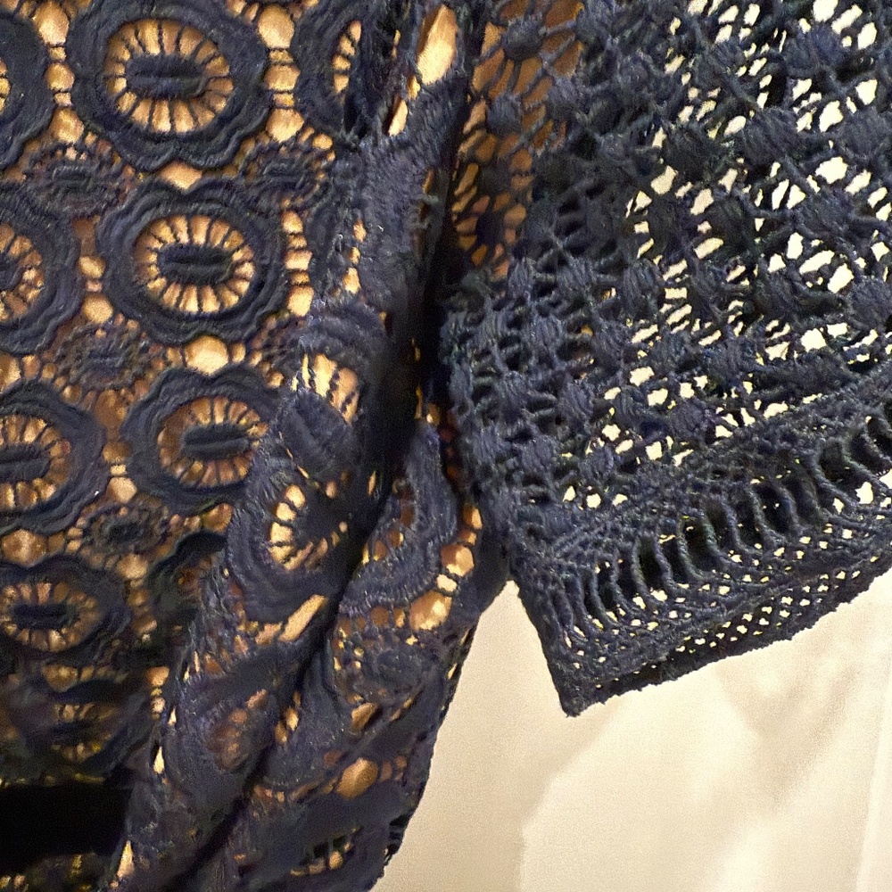 Navy Blue Lace Cocktail Dress - Picture 4 of 11